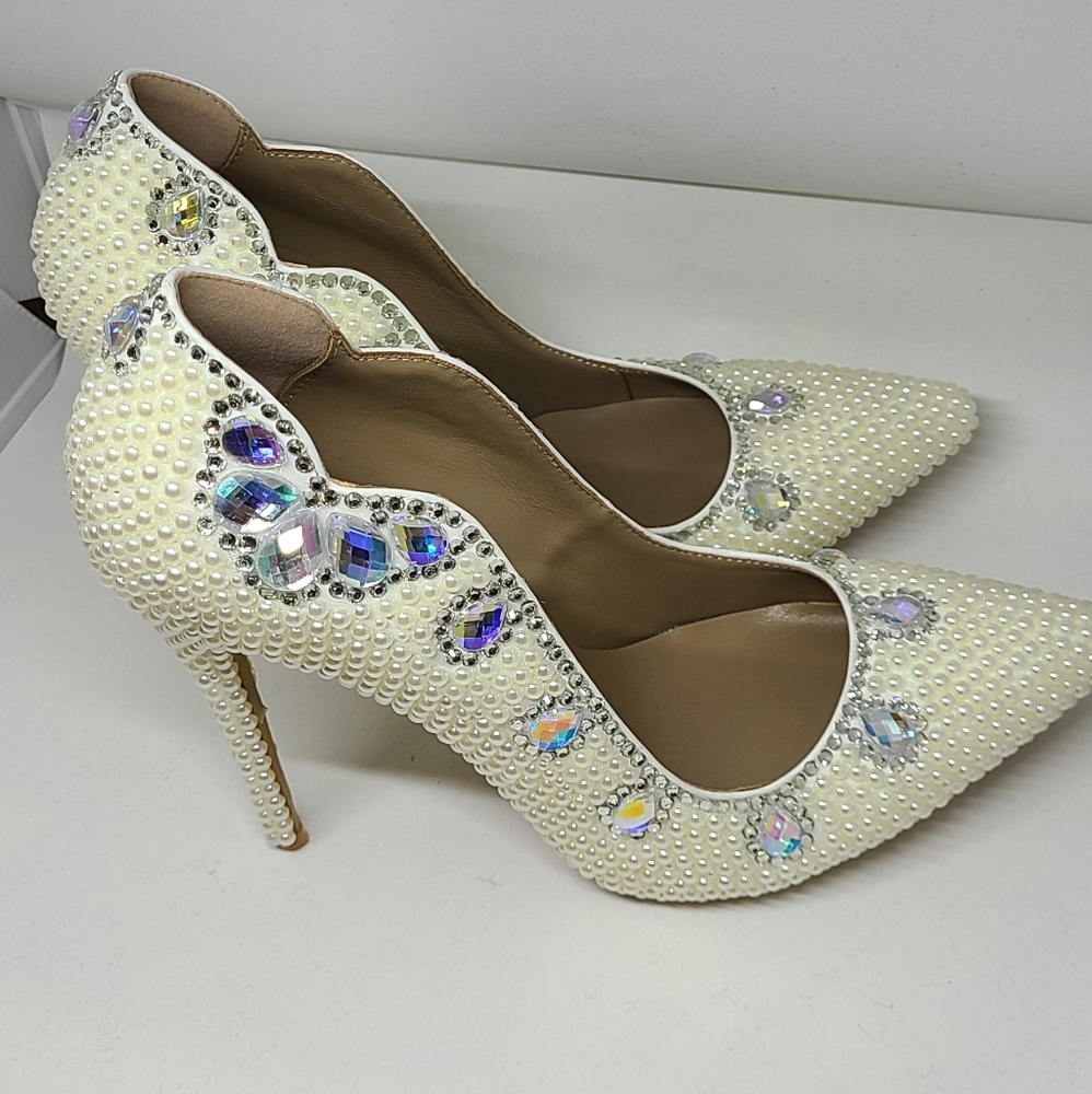 Pearl Embellished heels! Brand new